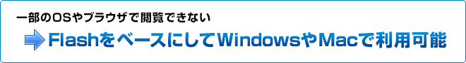 一部のOSやブラウザで閲覧できない→FlashをベースにしてWindowsやMacで利用可能