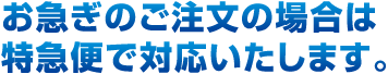 お急ぎのご注文の場合は、特急便で対応いたします。