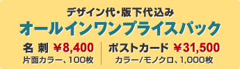 デザイン代・版下代込み　オールインワンプライスパック