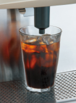 Folded nozzles allow dispensing to decanters.