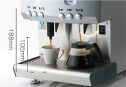 Folded nozzles allow dispensing to decanters.